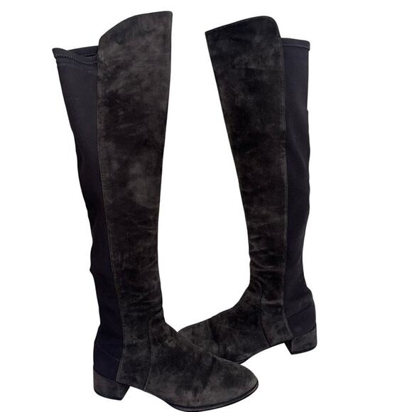 Stuart Weitzman 5050 Over-The-Knee Boots Dark Gray Size 6.5M Leather/Stretch - Picture 7 of 9